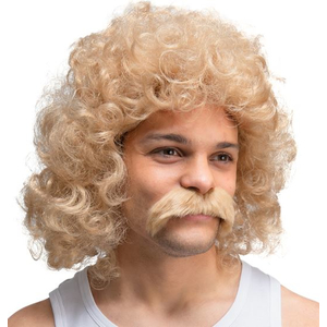 Perm Wig With Tash - Blonde