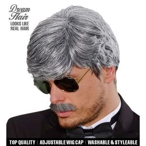 Grey Wig & Moustache