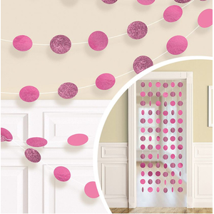 Bright Pink Glitter String Decoration - 2.13m