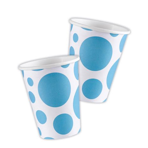 Caribbean Blue Dots Paper Cup - Close up