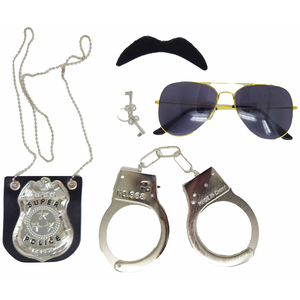 Police Accessory Set - Including Sunglasses, handcuffs, moustache and badge