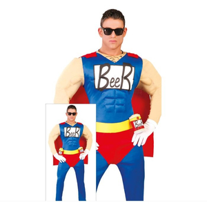 Beer Man Superhero Costume split image