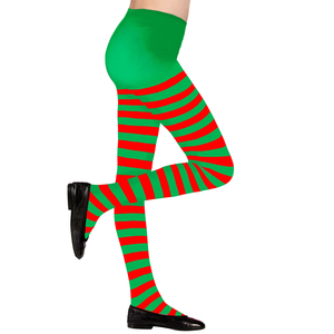 Kids Striped Tights - Red/Green