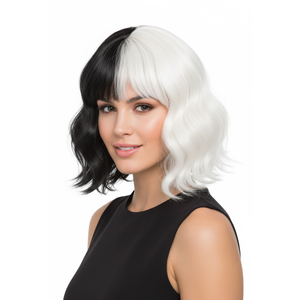 Black And White Wig With Fringe