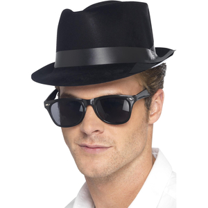 Flocked Fedora Hat - Black