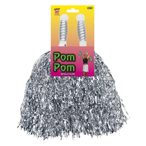 Silver Cheerleader Pom Poms
