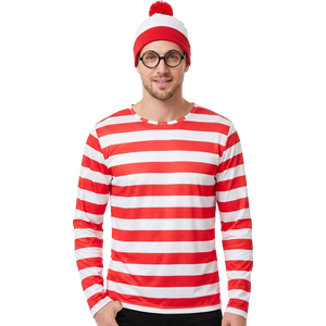 Red & White Striped Character Costume – Men's
