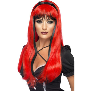 bewitching wig - red over black