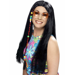 Hippy party wig black