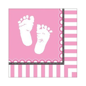 Sweet Baby Feet Pink Napkins - 16 Pack
