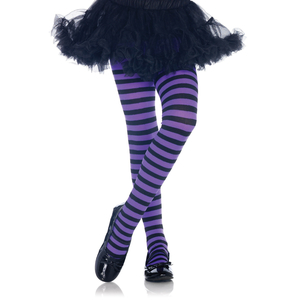 Girl Striped Tights - Black/Purple