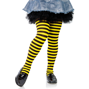Girls Striped Tights -  Black/Yellow