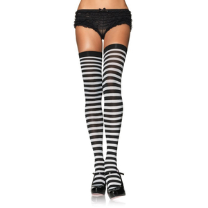 Plus Size Nylon Stocking With Stripes - 1X-2X