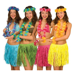 Hawaiian Skirt & Leis Set